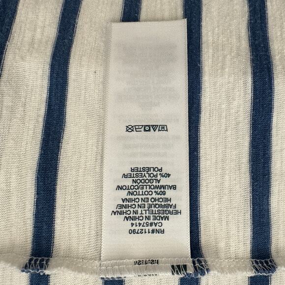 True Religion Beige Men's Graphic Logo T-shirt Blue Striped Size Small - Picture 5 of 7